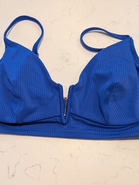 Shade & Shore Blue Ribbed Bikini Top